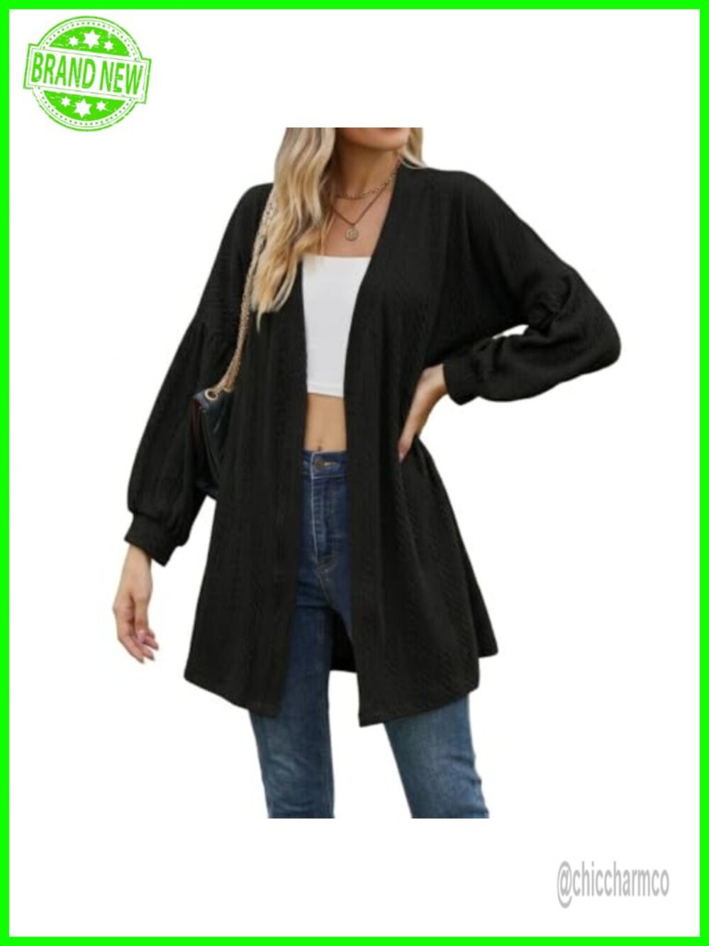 Women's Oversized Open Front Knit Cardigan Long Sleeve Fall Layer